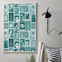 Hawaii Christmas Retro Patchwork Canvas Wall Art Teal LT7 - Polynesian Pride