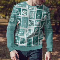 Hawaii Christmas Ugly Christmas Sweater Retro Patchwork - Teal LT7 - Polynesian Pride