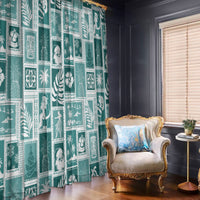 Hawaii Christmas Retro Patchwork Window Curtain Teal LT7 - Polynesian Pride