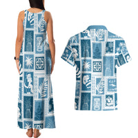 Hawaii Christmas Retro Patchwork Couples Matching Tank Maxi Dress and Hawaiian Shirt Aquamarine LT7 - Polynesian Pride