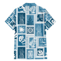 Hawaii Christmas Retro Patchwork Family Matching Mermaid Dress and Hawaiian Shirt Aquamarine LT7 - Polynesian Pride
