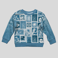 Hawaii Christmas Kid Ugly Christmas Sweater Retro Patchwork - Aquamarine LT7 Kid Aquamarine - Polynesian Pride