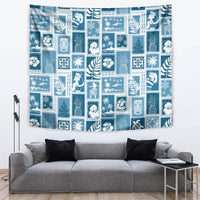 Hawaii Christmas Retro Patchwork Tapestry Aquamarine LT7 - Polynesian Pride