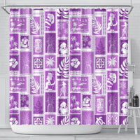 Hawaii Christmas Retro Patchwork Shower Curtain Violet LT7 - Polynesian Pride