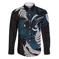 New Zealand Tui Bird Family Matching Off Shoulder Maxi Dress and Hawaiian Shirt Maori Kowhaiwhai