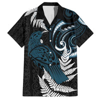 New Zealand Tui Bird Family Matching Off Shoulder Short Dress and Hawaiian Shirt Maori Kowhaiwhai