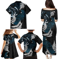 New Zealand Tui Bird Family Matching Puletasi and Hawaiian Shirt Maori Kowhaiwhai