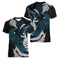 New Zealand Tui Bird Women V-Neck T-Shirt Maori Kowhaiwhai LT7 - Polynesian Pride
