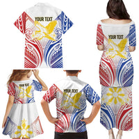 Philippines Tribal Sun Personalized Family Matching Puletasi and Hawaiian Shirt Hunting Eagle