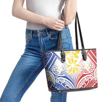 Philippines Tribal Sun Leather Tote Bag Hunting Eagle