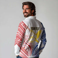 Philippines Tribal Sun Personalized Long Sleeve Polo Shirt Hunting Eagle