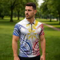 Philippines Tribal Sun Personalized Zipper Polo Shirt Hunting Eagle