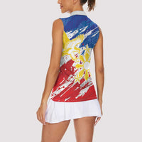 Personalized Filipino Sun and Stars Women Sleeveless Polo Shirt Grunge Vibes