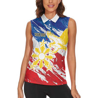 Personalized Filipino Sun and Stars Women Sleeveless Polo Shirt Grunge Vibes