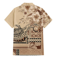 Vaiaso o le Gagana Samoa Family Matching Mermaid Dress and Hawaiian Shirt Siapo Motif Beige
