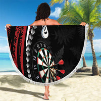 Personalized New Zealand Darts Beach Blanket Kowhaiwhai Whero Koiri - Manaia