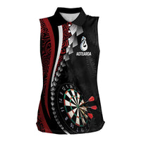 Personalized New Zealand Darts Women Sleeveless Polo Shirt Kowhaiwhai Whero Koiri - Manaia LT7 Female Red - Polynesian Pride