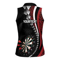 Personalized New Zealand Darts Women Sleeveless Polo Shirt Kowhaiwhai Whero Koiri - Manaia LT7 - Polynesian Pride