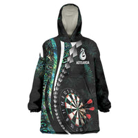Personalized New Zealand Darts Wearable Blanket Hoodie Paua Shell Koiri - Manaia