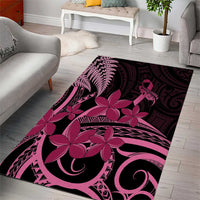 Aotearoa Maori Area Rug Pink Fern Ribbons on Black - Polynesian Pride