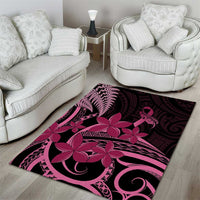 Aotearoa Maori Area Rug Pink Fern Ribbons on Black - Polynesian Pride