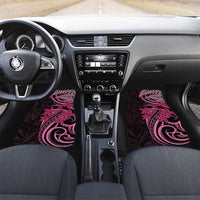 Aotearoa Maori Car Mats Pink Fern Ribbons on Black - Polynesian Pride
