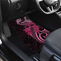 Aotearoa Maori Car Mats Pink Fern Ribbons on Black - Polynesian Pride
