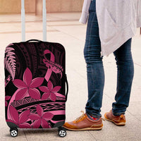 Aotearoa Maori Luggage Cover Pink Fern Ribbons on Black - Polynesian Pride