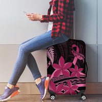 Aotearoa Maori Luggage Cover Pink Fern Ribbons on Black - Polynesian Pride