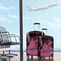 Aotearoa Maori Luggage Cover Pink Fern Ribbons on Black - Polynesian Pride