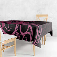 Aotearoa Maori Tablecloth Pink Fern Ribbons on Black - Polynesian Pride