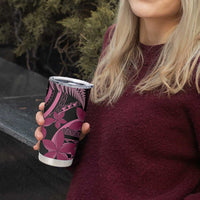 Aotearoa Maori Tumbler Cup Pink Fern Ribbons on Black - Polynesian Pride