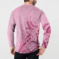 Aotearoa Maori Button Sweatshirt Pink Fern Ribbons - Polynesian Pride