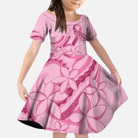 Aotearoa Maori Family Matching Long Sleeve Bodycon Dress and Hawaiian Shirt Pink Fern Ribbons LT7 Daughter's Dress Pink - Polynesian Pride