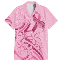 Aotearoa Maori Family Matching Long Sleeve Bodycon Dress and Hawaiian Shirt Pink Fern Ribbons LT7 Dad's Shirt - Short Sleeve Pink - Polynesian Pride