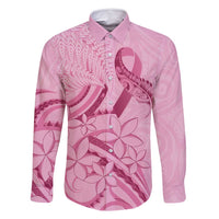 Aotearoa Maori Family Matching Mermaid Dress and Hawaiian Shirt Pink Fern Ribbons LT7 Dad's Shirt - Long Sleeve Pink - Polynesian Pride