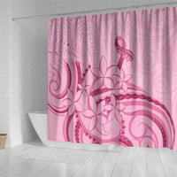 Aotearoa Maori Shower Curtain Pink Fern Ribbons - Polynesian Pride