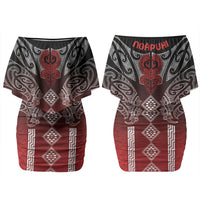 Aotearoa Maori Iwi Heritage Couples Matching Off Shoulder Short Dress and Hawaiian Shirt Ngapuhi Kokowai LT7 - Polynesian Pride
