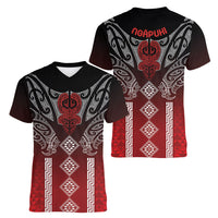 Aotearoa Maori Iwi Heritage Women V-Neck T-Shirt Ngapuhi Kokowai LT7 - Polynesian Pride