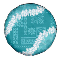 Hawaii Aloha Spare Tire Cover Teal Quilt Patch Work Mix Plumeria Lei
