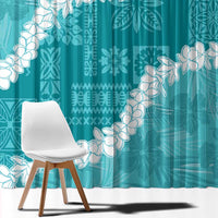 Hawaii Aloha Window Curtain Teal Quilt Patch Work Mix Plumeria Lei
