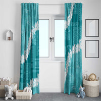 Hawaii Aloha Window Curtain Teal Quilt Patch Work Mix Plumeria Lei