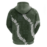 Hawaii Aloha Hoodie Sage Quilt Patch Work Mix Plumeria Lei