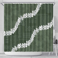 Hawaii Aloha Shower Curtain Sage Quilt Patch Work Mix Plumeria Lei