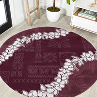 Hawaii Aloha Round Carpet Champange Quilt Patch Work Mix Plumeria Lei