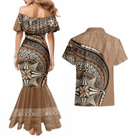 Tonga Ngatu Couples Matching Mermaid Dress and Hawaiian Shirt Tokelau Classic Motifs LT7 - Polynesian Pride