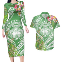 Aloha Molokai Island Couples Matching Long Sleeve Bodycon Dress and Hawaiian Shirt Hawaii Pua Kukui