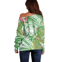 Aloha Molokai Island Off Shoulder Sweater Hawaii Pua Kukui