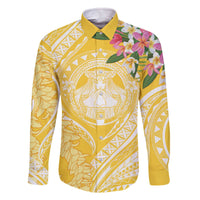 Aloha Hawaii Oahu Family Matching Off The Shoulder Long Sleeve Dress and Hawaiian Shirt Wahine with Ilima Lei