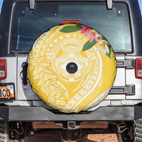 Aloha Hawaii Oahu Spare Tire Cover Wahine with Ilima Lei LT7 Yellow - Polynesian Pride